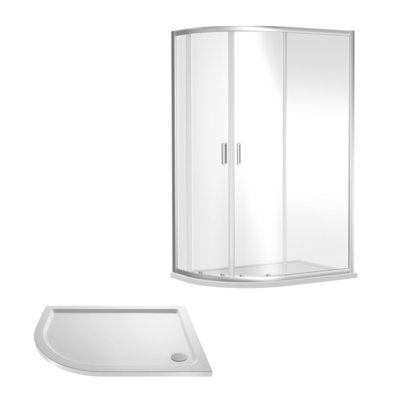 Ruwa Shower Enclosure Bundle - Offset Left Hand Quadrant & Slimline Tray - Chrome/White - 1000mm x 800mm - Balterley