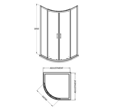 Ruwa Shower Enclosure Bundle - Quadrant Enclosure, Tray, Round Shower Kit & Waste - White/Chrome - 800mm - Balterley