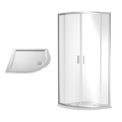 Ruwa Shower Enclosure Bundle with Quadrant Enclosure & Slimline Tray - 800mm - Chrome/White - Balterley