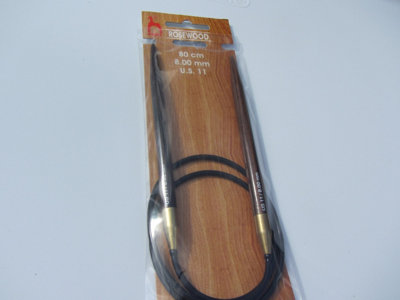 RWD CIRC 80CMX8.00MM - Knitting Pins: Circular: Fixed: Rosewood: 80cm x 8.00mm - Pony