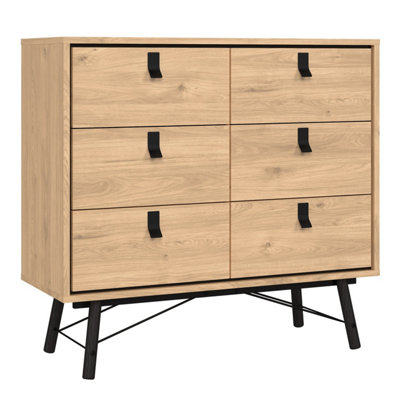 Ry Small Double Chest of 6 Drawers in Jackson Hickory Oak