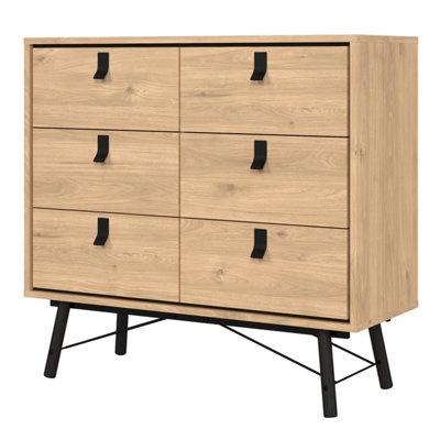 Ry Small Double Chest of Drawers 6 Drawers in Jackson Hickory Oak