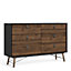 Ry Wide double chest of drawers 6 drawers in Matt Black Walnut