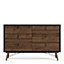 Ry Wide double chest of drawers 6 drawers in Matt Black Walnut
