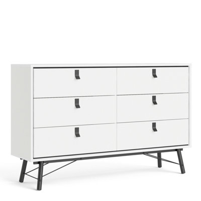 Ry Wide double chest of drawers 6 drawers in Matt White DIY at B&Q