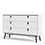 Ry Wide double chest of drawers 6 drawers in Matt White