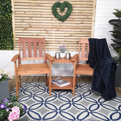 Rydal 2 Seater Wooden Garden Patio Love Seat and Table Set