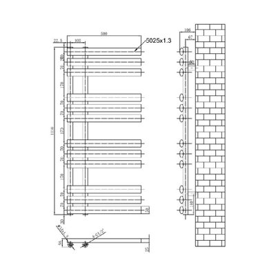 Ryder Black Heated Towel Rail - 1130x500mm