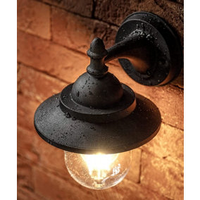 RYDER - CGC Matt Black Fisherman Lantern Outdoor Porch Wall Light