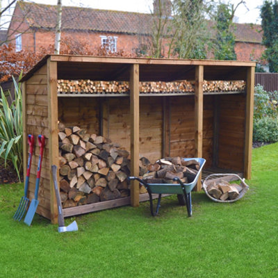 Ryhall Log Store - Rustic Brown - Solid Panels - 9ftW x 6ftH 2 Doors ...