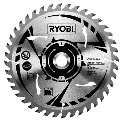 Ryobi 165mm 16B 40T Circular Saw Blade - CSB165A1