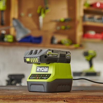 RYOBI ONE+ 18V Lithium-Ion 2.0 Ah Compact Battery and Charger