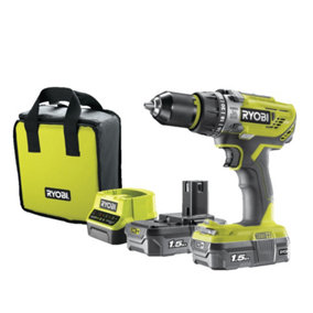 Ryobi ONE+ Compact Combi Drill 18V R18PD31-215S Dual 1.5Ah Kit