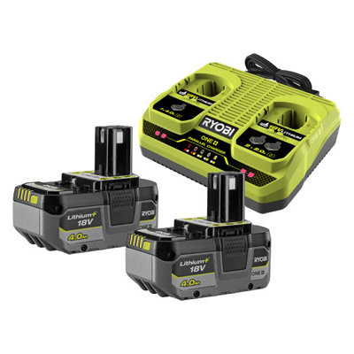 Ryobi ONE+ Dual Port Charger Kit (2x 4.0Ah) 18V