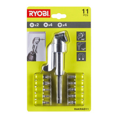 Ryobi Right Angle Drill Adapter and Bit Set RAKRAD11