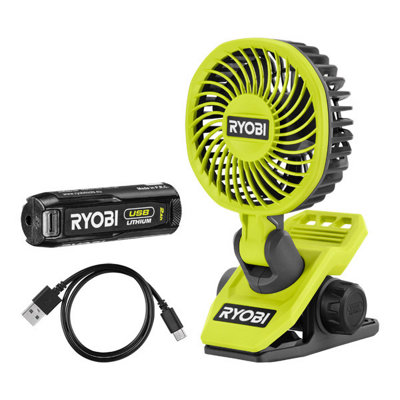 Ryobi USB Lithium Clamp Fan Kit (1 x 2.0Ah) 4V - RCF4-120G