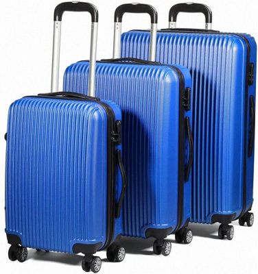 Ryori Blue 3pc Hard Shell Suitcase Set - ABS - Lightweight - 4 Spinner Wheels - Built In Locks