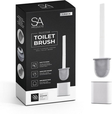 Ryori Silicone Toilet Brush - Bathroom Cleaning Brush With Holder - No-Scratch Bristles