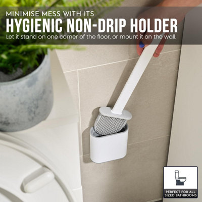 Ryori Silicone Toilet Brush - Bathroom Cleaning Brush With Holder - No-Scratch Bristles - 6