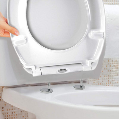 RYORI White Quick Release Toilet Seat - Soft close - Universal Bathroom Seating With Thermoset Lid