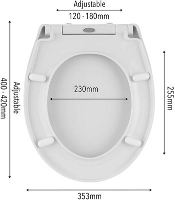 RYORI White Quick Release Toilet Seat - Soft close - Universal Bathroom Seating With Thermoset Lid