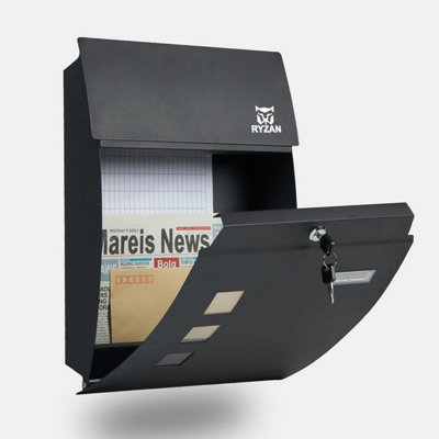 RYZAN Wall Mounted Waterproof Mailbox Large Steel Post Box Modern Design