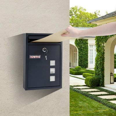 Ryzan Weatherproof Lockable Mailbox with Viewing Panels Secure Outdoor ...