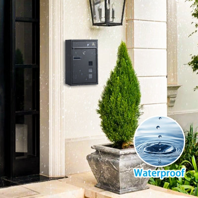 Ryzan Weatherproof Lockable Mailbox with Viewing Panels Secure Outdoor ...