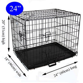 S 24inch Foldable Black Dog Cage