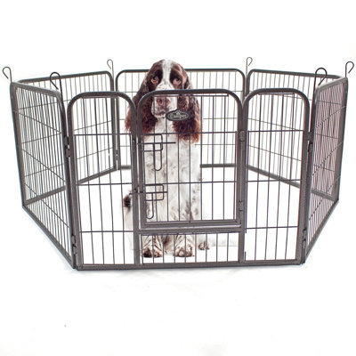 S 6 Panel Heavy Duty Play Pen Black