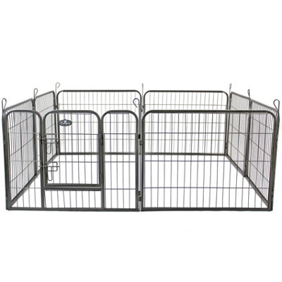 S 8 Panel Heavy Duty Play Pen Black - 1