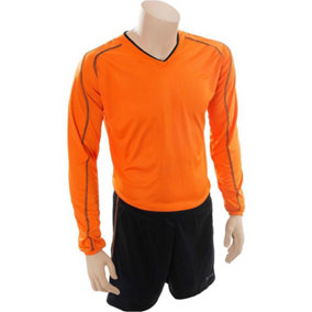 S ADULT Long Sleeve Marseille Shirt & Short Set ORANGE/BLACK 34-36" Football Kit