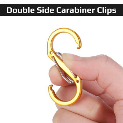S Carabiner Keyring Clip, Small Dual Spring Opening Keychain Clip ...