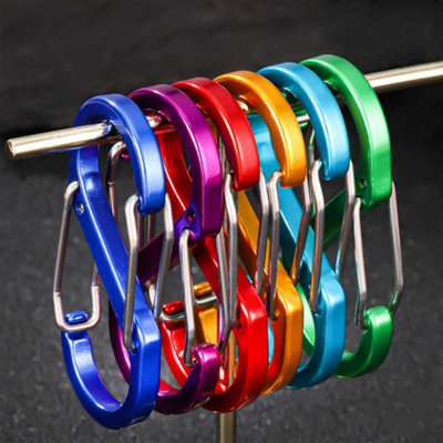 S Carabiner Keyring Clip, Small Dual Spring Opening Keychain Clip ...
