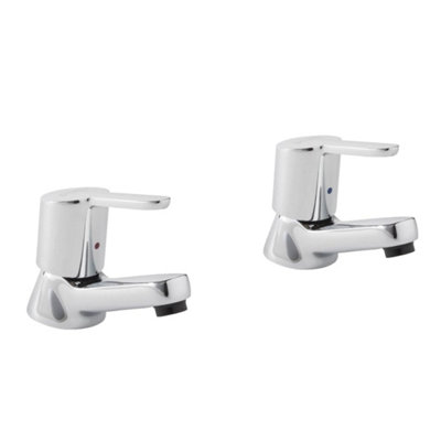 S12 Basin Tap Pair Chrome - Modern Lever Handle Bathroom Taps for Basins, Durable Brass Construction