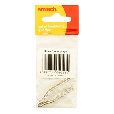 S1739 Punte Per Pistola Saldatura Amtech - 2 Pezzi 175W - Punta Rotonda E Piatta - Diametro 2 Mm