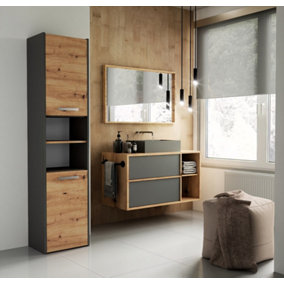 S40 Bathroom and Kitchen Cabinet Anthracite Artisan Oak