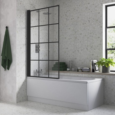 S6 Black Grid Bath Screen 1500 x 800