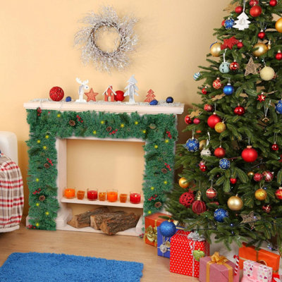 SA Products 1.8m Christmas Garland For Fireplace - Prelit Garland Christmas Decorations For Stairs - With 30 LED String Lights