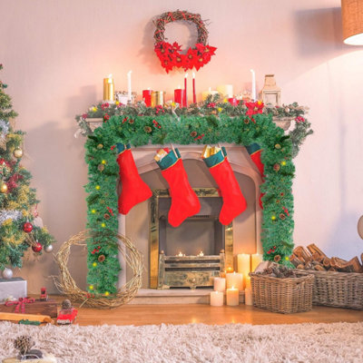 SA Products 1.8m Christmas Garland For Fireplace - Prelit Garland Christmas Decorations For Stairs - With 30 LED String Lights - 3