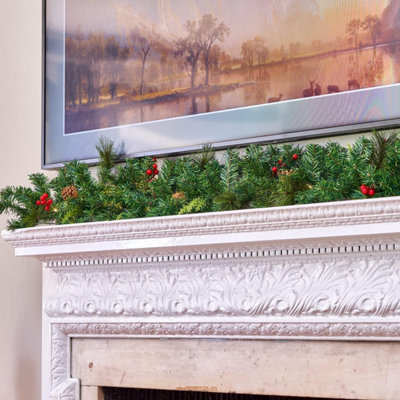 SA Products 1.8m Christmas Garland For Fireplace - Prelit Garland Christmas Decorations For Stairs - With 30 LED String Lights - 5