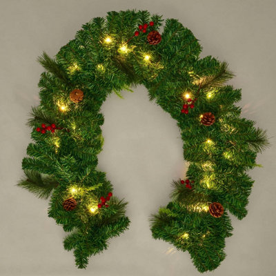 SA Products 1.8m Christmas Garland For Fireplace - Prelit Garland Christmas Decorations For Stairs - With 30 LED String Lights - 8