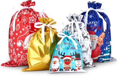  WSOIHFEC Fishing Nets print Christmas Gift Bags with Drawstring  Fabric Gift Bag Santa Wrapping Bag Storage Bag Packing Gift Tags for Xmas  Holiday Gift Giving : Health & Household