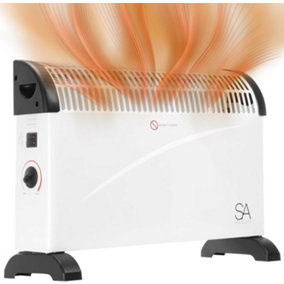SA Products 2000W Convector Heater - Electric Radiator 3 Settings - Energy Efficient Convection Heater Black & White
