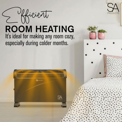 SA Products 2000W Convector Heater - Electric Radiator 3 Settings Wall Mountable - Energy Efficient Convection Heater (Black) - 4