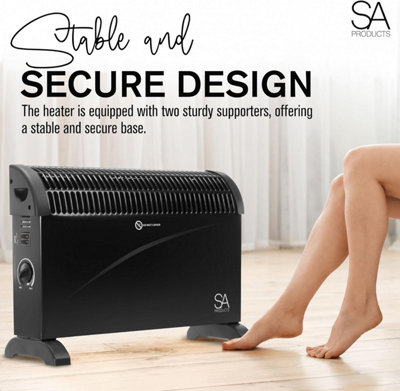 SA Products 2000W Convector Heater - Electric Radiator 3 Settings Wall Mountable - Energy Efficient Convection Heater (Black) - 5
