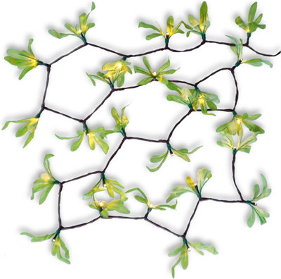 SA Products 25 LED Olive Garland - Green Leaf Bedroom Decor - Fairy Wreath Vines String Lights Decorations - 4