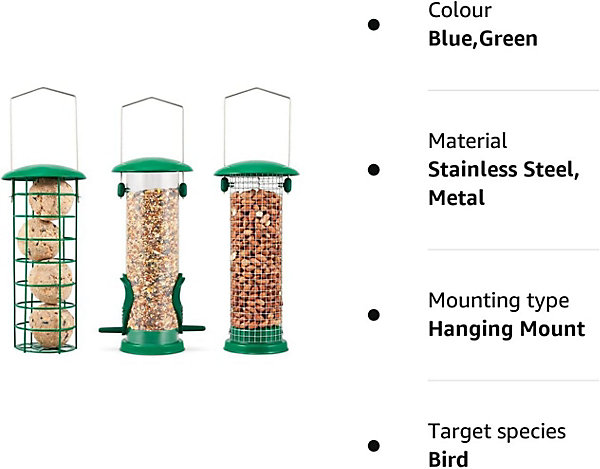 SA Products 3-Pack Metal Bird Feeder - Squirrel-Proof SA Products 3-Pack Metal Bird Feeder - Squirrel-Proof