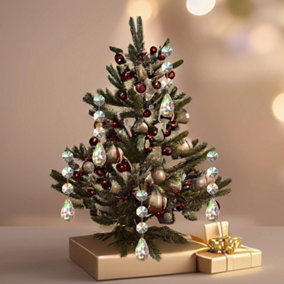 SA Products 30Pcs Teardrop Hanging Decoration - Christmas Tree Ornaments Acrylic Crystal Pendant - Chandelier Lamp