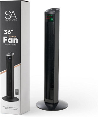 SA Products 36 Inch Tower Fan - Oscillating Stand Fan With 3 Wind Speeds, 3 Modes, Remote Control, LED Display